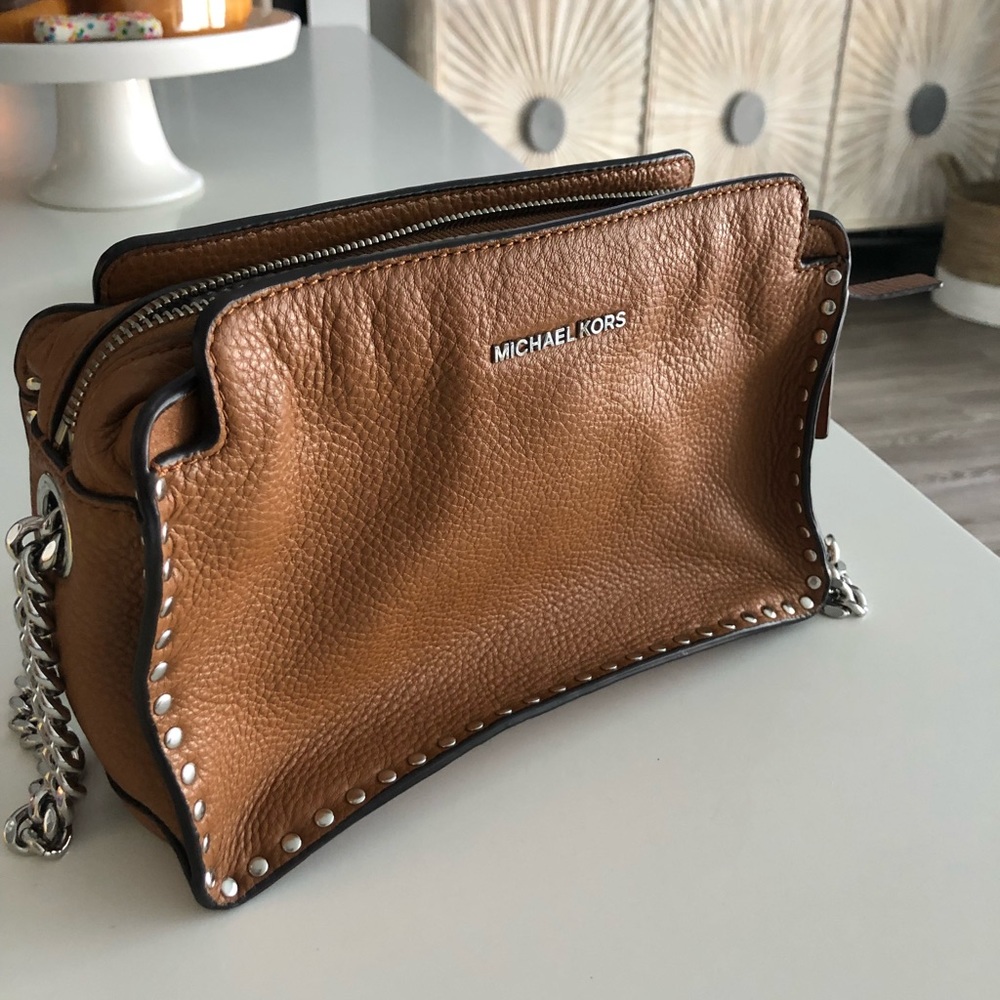 Michael Kors brown leather crossbody bag